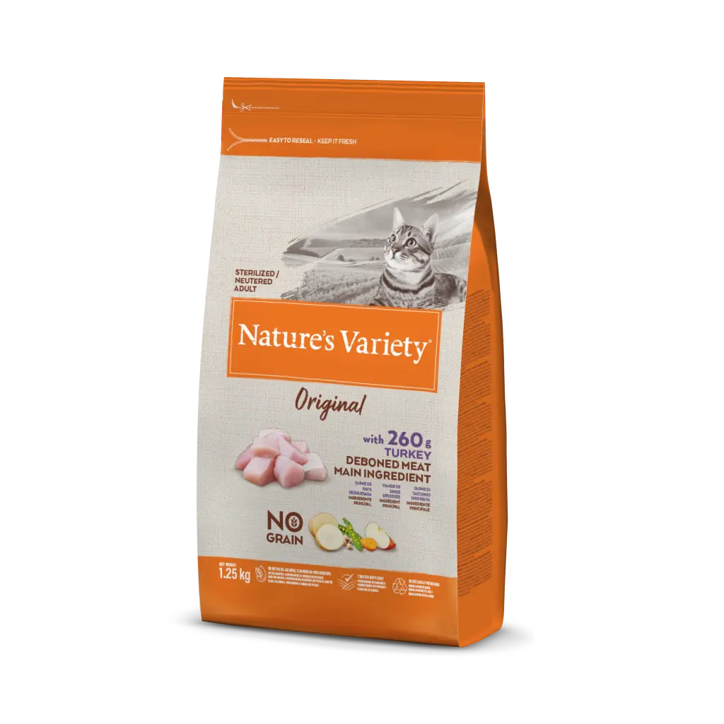 NATURE'S VARIETY NO GRAIN - GATO ESTERILIZADO PAVO