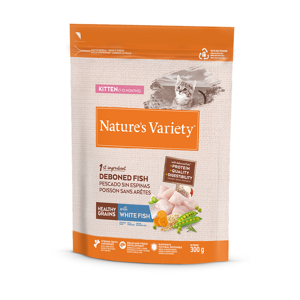 NATURE'S VARIETY GATO GRAIN - KITTEN PESCADO BLANCO