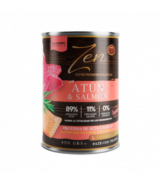 Zen Paté con trozos perros atún con salmón 400 gr.