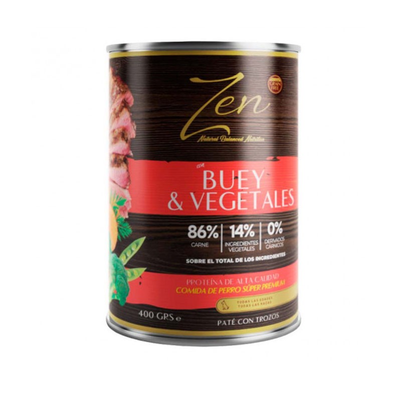 Zen Paté con trozos perros buey con vegetales 400 gr.
