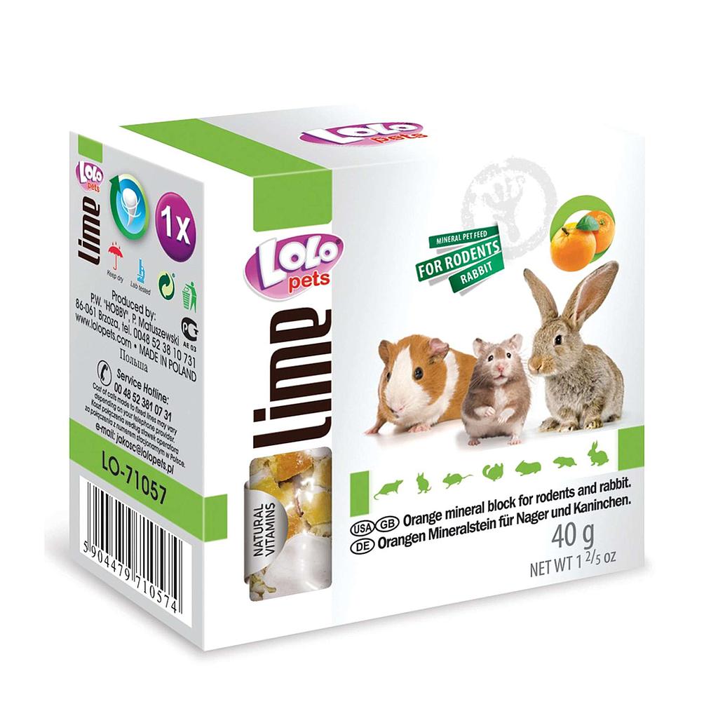 Masticable, bloque mineral de naranja para roedores "LOLO" 40g 