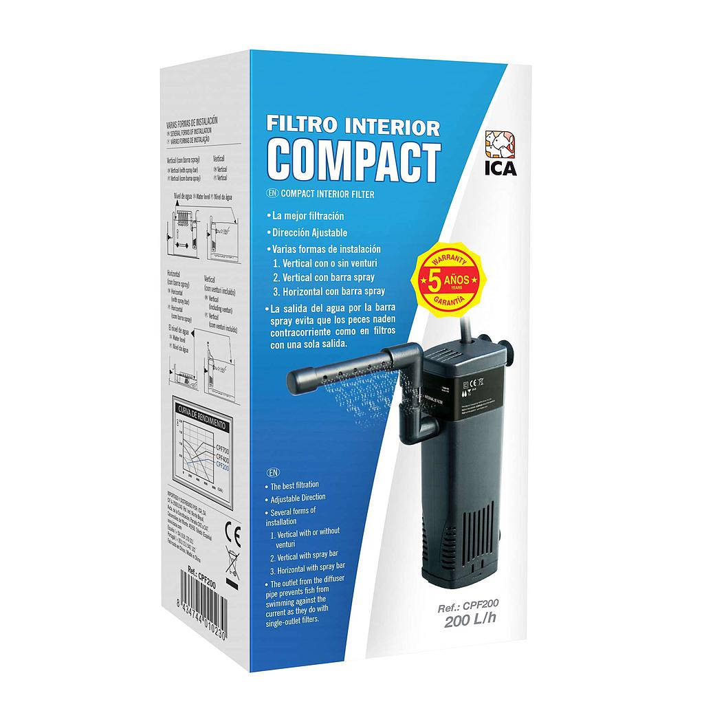 Filtro interior COMPACT 200 200L/H 20x9,5x6cm
